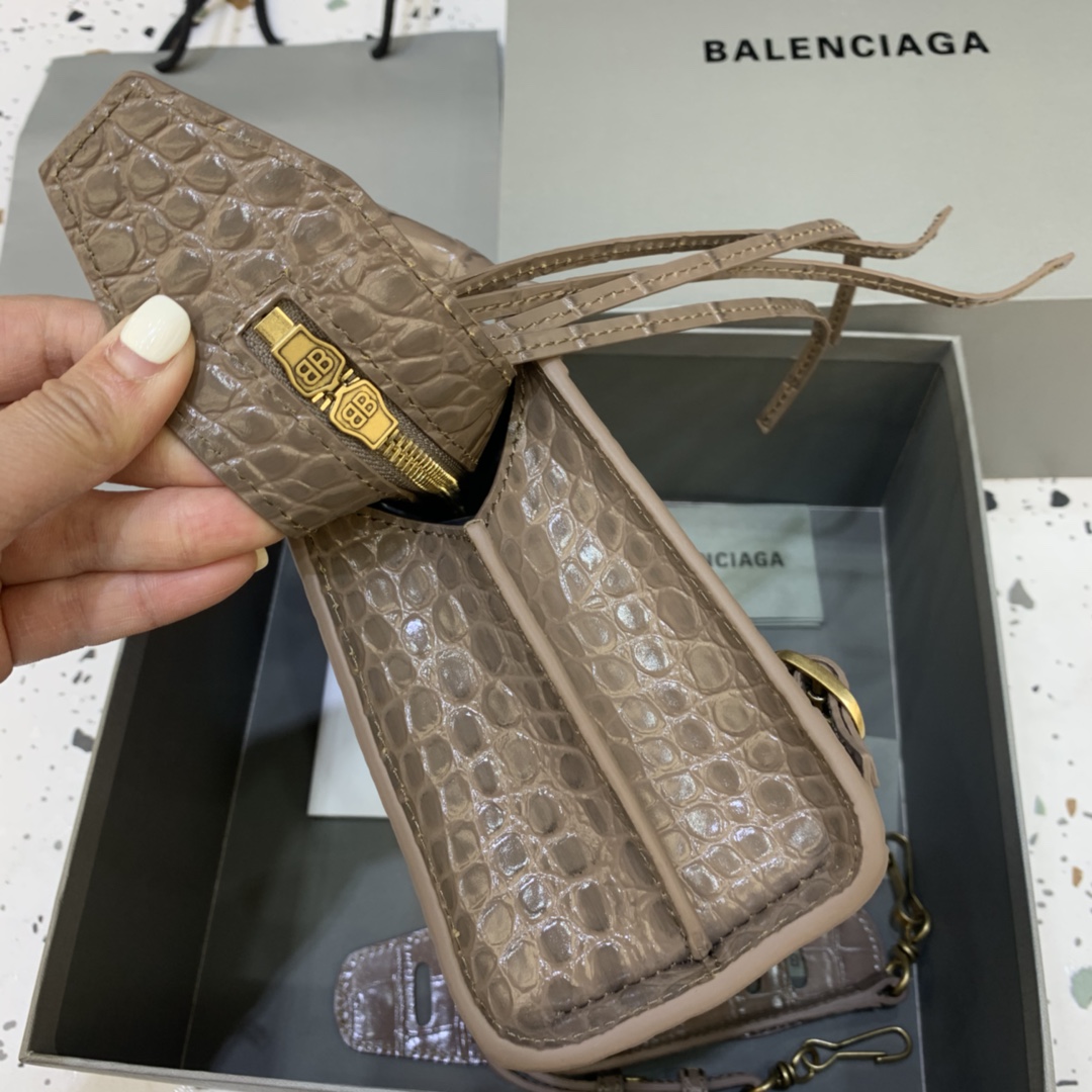 Balenciaga Neo Classic Mini Handbag Crocodile Embossed Shoulder Bag Khika